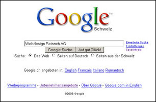 Suchkriterien auf Google